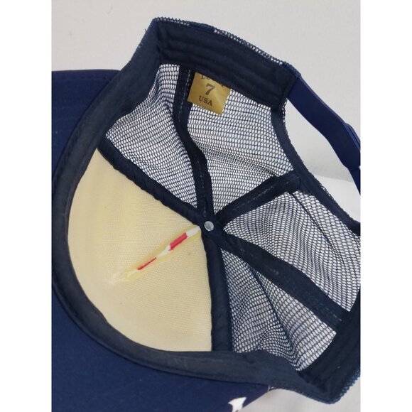 American Flag Trucker Hat Red & White Stripes Blue Star Pattern Patriotic - Picture 8 of 8